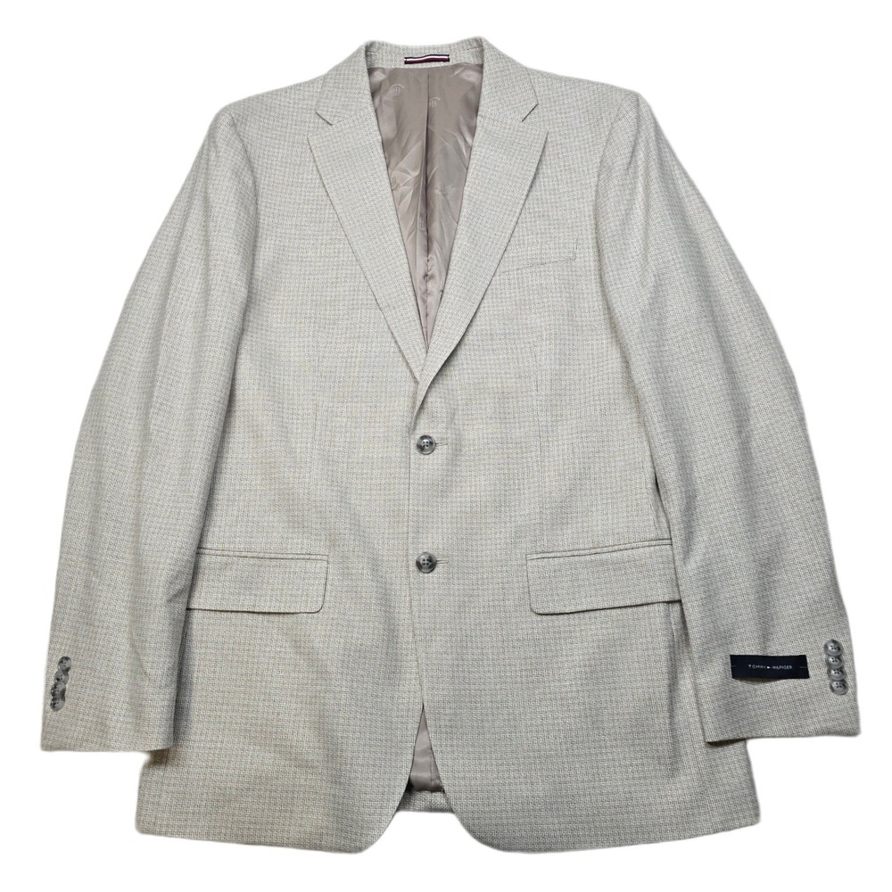 Tommy Hilfiger Conrad Sport Coat Mens 42L White Tan Modern Fit‎ Blazer $295 NEW